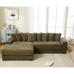 Left Facing Oversized Modular Sectional Sofa Two-Piece Cloud Couch with Extra Wide Chaise Lounge, Corduroy Upholstered L Shaped Loveseat Sofa&Couches for Living Room Apartment