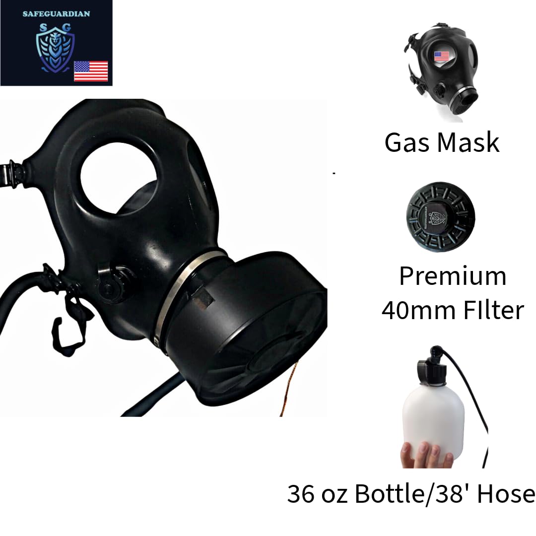 SafeGuardian Israeli Gas Mask Resipirator Mask - Halloween Mask - Nuclear Mask - Paintball Mask - Survival and Tactical Mask