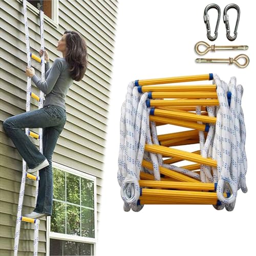 RUJYSLTO Emergency Fire Escape Ladder-Fire Escape Ladder-Escape Rope Ladder with,Fast to Deploy,Ideal for Home Climbing,Escape from Windows and Balconies,3m/9.8ft