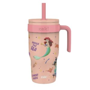 Zak Designs Disney Princess Cruiser Tumbler with Handle, Leak-Proof Straw, Stainless Steel, Vacuum Insulated, 18 oz.