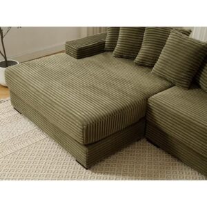 Left Facing Oversized Modular Sectional Sofa Two-Piece Cloud Couch with Extra Wide Chaise Lounge, Corduroy Upholstered L Shaped Loveseat Sofa&Couches for Living Room Apartment