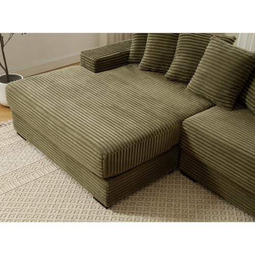 Left Facing Oversized Modular Sectional Sofa Two-Piece Cloud Couch with Extra Wide Chaise Lounge, Corduroy Upholstered L Shaped Loveseat Sofa&Couches for Living Room Apartment