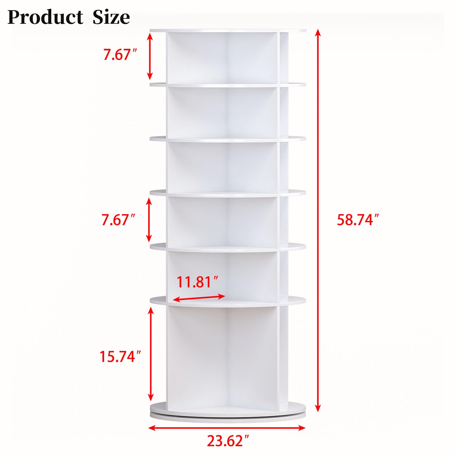 Wodeer 6 Tier 360° Rotating Shoe Rack Tower,Spinning Shoe Storage Organizer,Spinning Shoe Display,Round Shoe Rack for Entryway,Hallway,Living Room,White