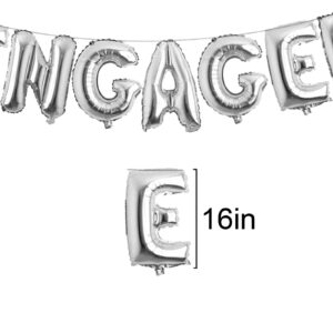 Engaged Silver Party Balloon 16Inch Engagement Aluminum Foil Letters Balloons for Woman Girls Bridal Shower Party Engagement Decorations Party Supplies