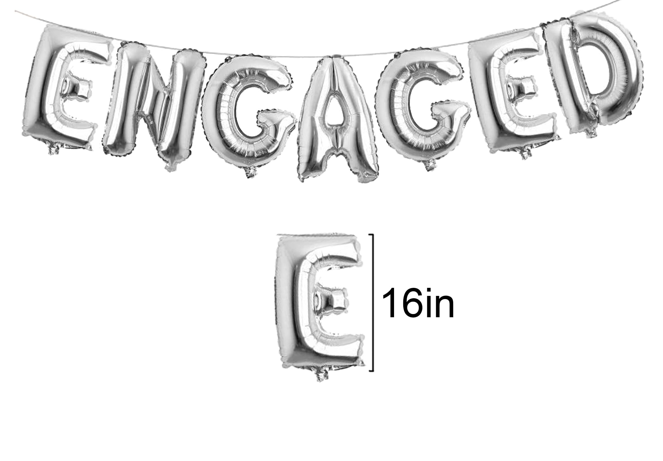 Engaged Silver Party Balloon 16Inch Engagement Aluminum Foil Letters Balloons for Woman Girls Bridal Shower Party Engagement Decorations Party Supplies