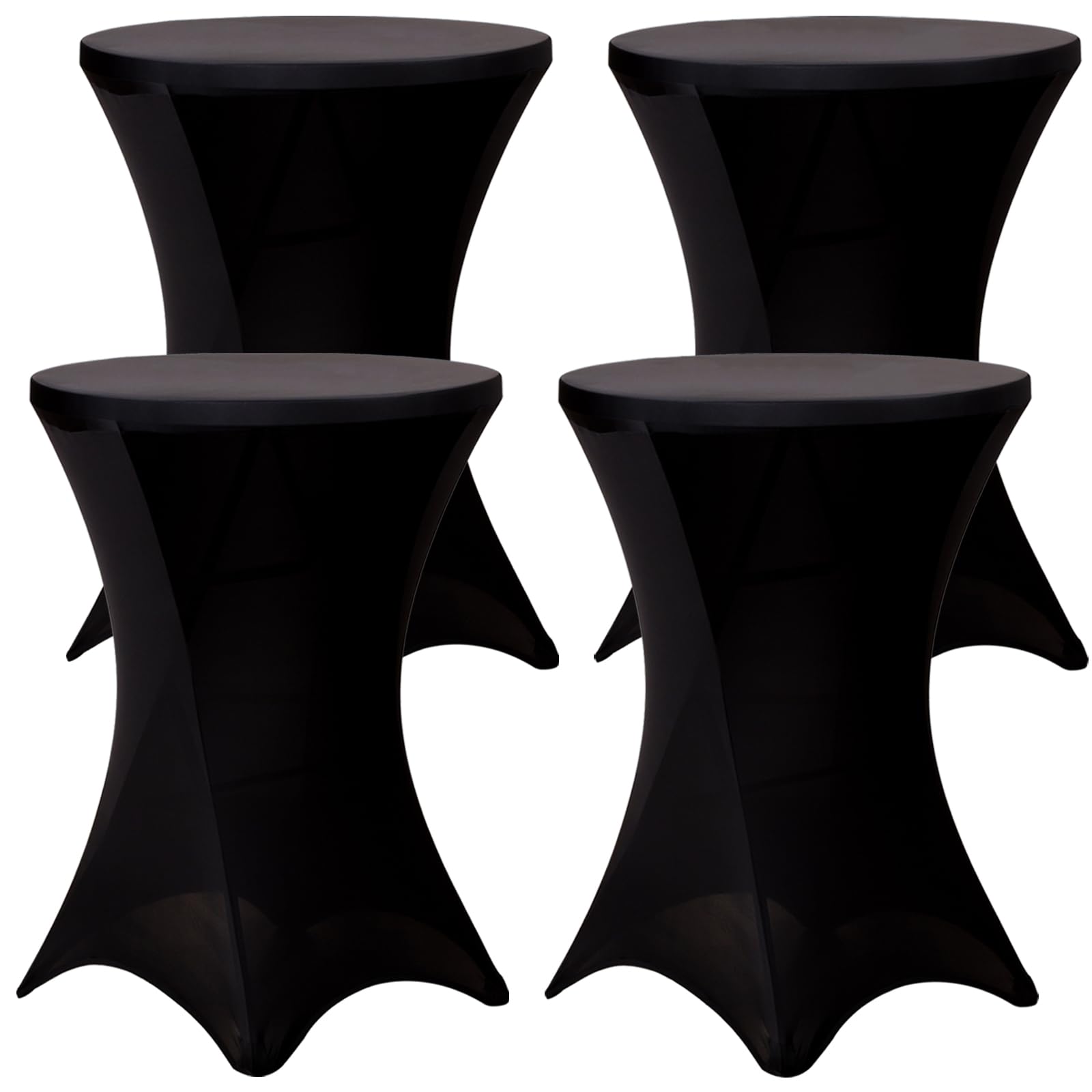 Fixwal 4 Pack Spandex Cocktail Table Covers, 32x43 Inch Black Fitted Stretch Highboy Round Cover Table Cloth for Party, Bar, Pub, Wedding, Banquet