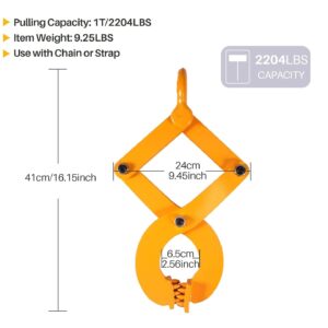 Pallet Puller Clamp Heavy Duty 1T/2204LBS Clamp Stump Puller Single Scissor Pallet Jack Puller Industrial Pallet Grabber Hook Puller for Pulling Hoisting Wood Jaw Opening 5 inch