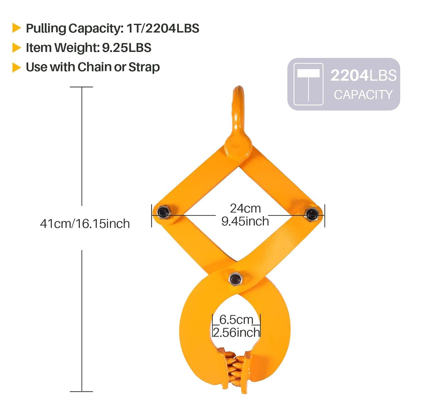 Pallet Puller Clamp Heavy Duty 1T/2204LBS Clamp Stump Puller Single Scissor Pallet Jack Puller Industrial Pallet Grabber Hook Puller for Pulling Hoisting Wood Jaw Opening 5 inch