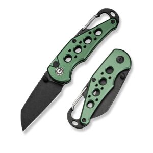 civivi pragma folding knife, pocket knife multitool with edc carabiner, bottle opener, 2.2" nitro-v blade aluminum handle, ideal gift for men women c23062b-3 (green)