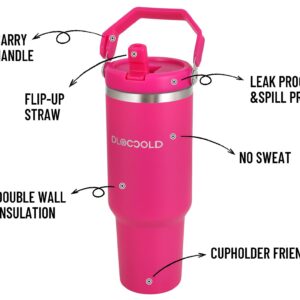 DLOCCOLD 40 oz Tumbler with Flip Straw & Handle,Stainless Steel Leak Proof Tumbler,Double Walled Insulated Water Bottle,Reusable Cup, Portable Travel Mug Fit in Cup holder