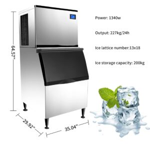 CMICE Commercial Ice Machine Maker, 500 Lbs/24H Industrial Ice Maker Machine with 440 Lbs Ice Storage, Vertical Ice Machine, Air Cooled Stainless Steel Ice Cube Maker for Bar/Cafe/Restaurant