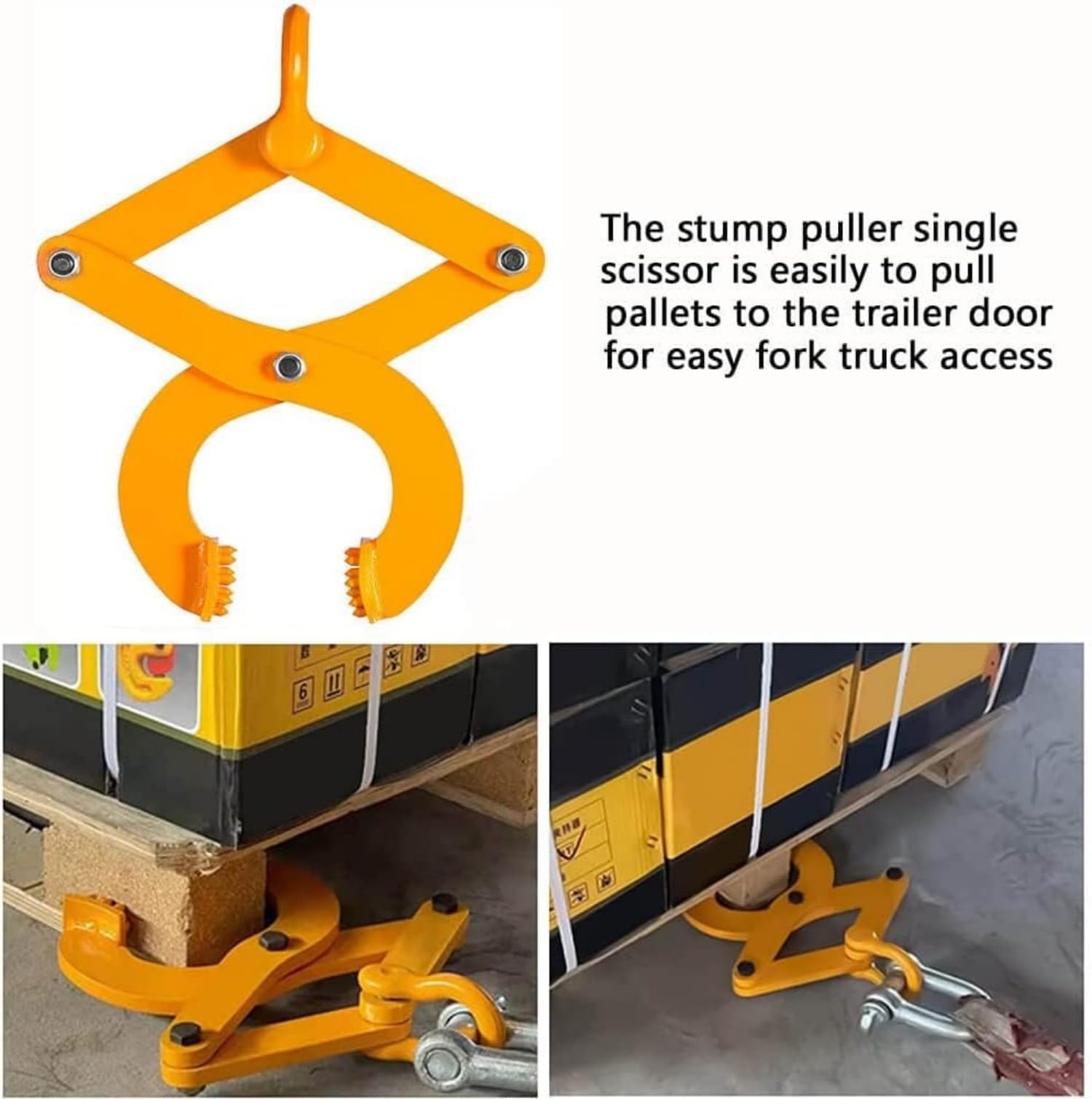 Pallet Puller Clamp Heavy Duty 1T/2204LBS Clamp Stump Puller Single Scissor Pallet Jack Puller Industrial Pallet Grabber Hook Puller for Pulling Hoisting Wood Jaw Opening 5 inch