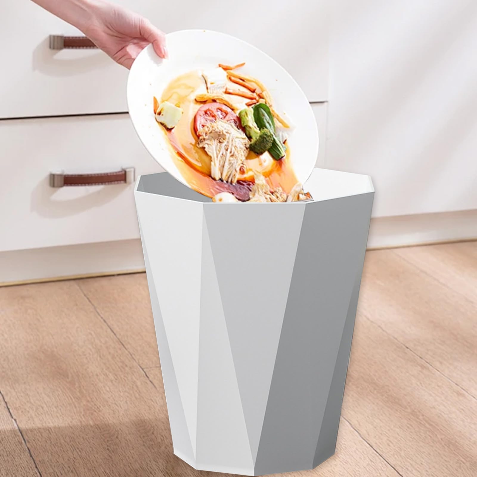 Generic Lightning Deals of Today Prime Clearance, Household Bedroom Bathroom Trash Can Kitchen Toilet Large Lidless Press Ring Garbage Can Trash Can for Dorm Trash Bin Trashcans for Bedroom, White