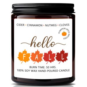 fall candles, fall decor, fall decorations for home, pumpkin spice candle, fall scented candles gifts for women autumn decor - 9oz soy candles