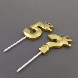 Jumochi Fifty Something Birthday Candles for Cake Topper Decorations - Number 5 & ? Crown Candles Add Mystery to Your Celebrations (Gold-3D-Crown-5?, 3D-Crown)