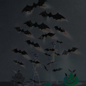 81Pcs 3D Bat Halloween Decorations, Halloween Bats Wall Decor,4 Size Plastic Black Bats Sticker,Used for Different Decorations to Add Weird Atmosphere to Halloween Parties