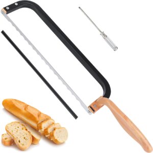 ittnim bread knife handmade bread bow knife 16" serrated bowl knife, bread saw sourdough knife aluminum alloy sourdough cutter suit for left & right handed people to cut baguettes vegetables fruits