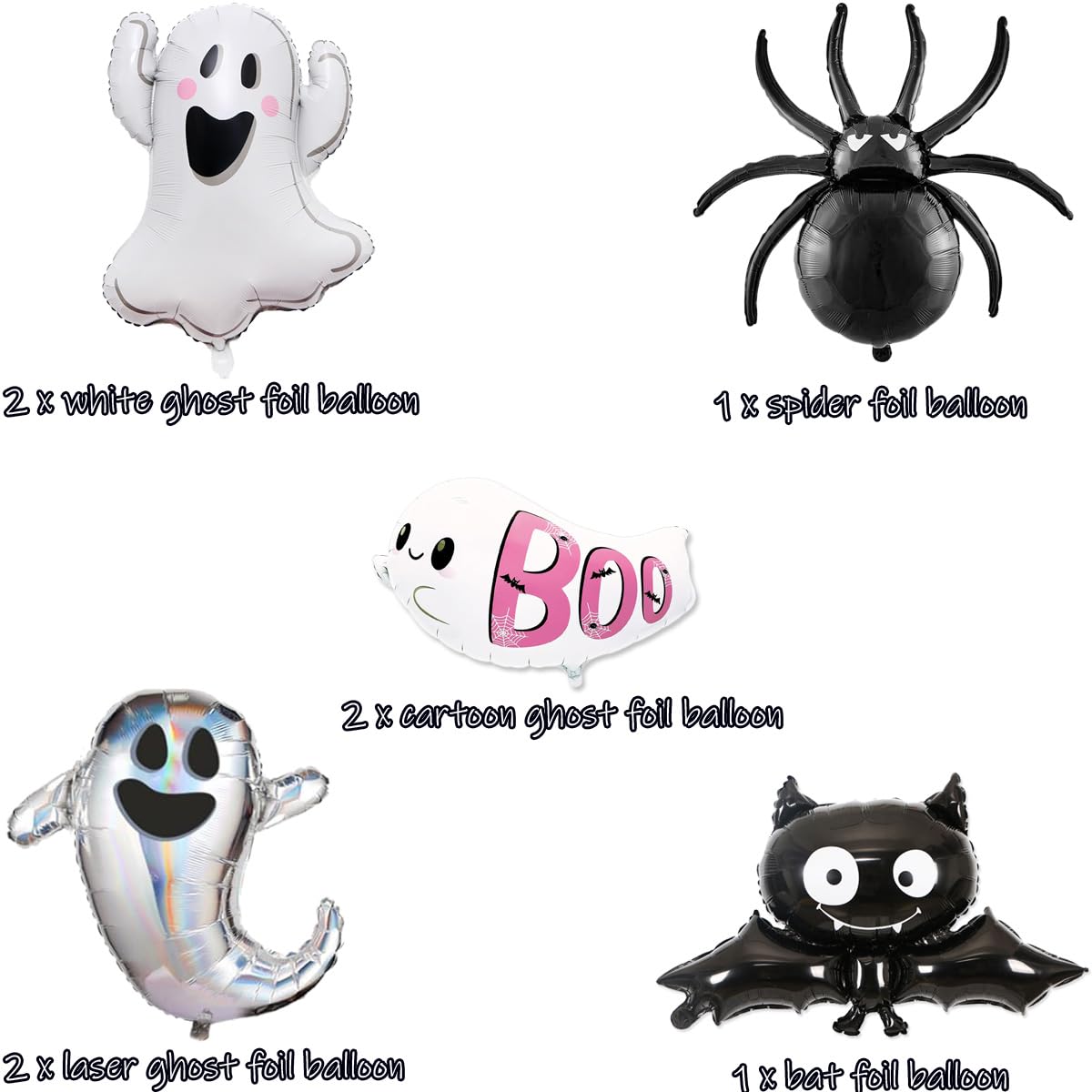 8 Pcs Halloween Ghost Bat Spider Balloons Set for Halloween Home Decorations Halloween Themed Party Decorations