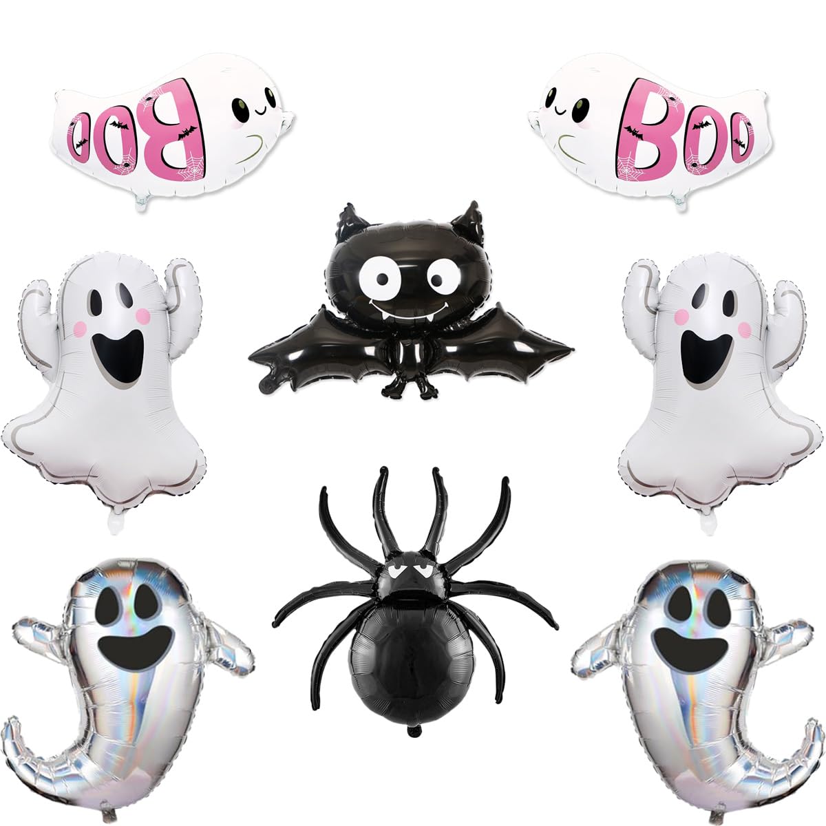 8 Pcs Halloween Ghost Bat Spider Balloons Set for Halloween Home Decorations Halloween Themed Party Decorations