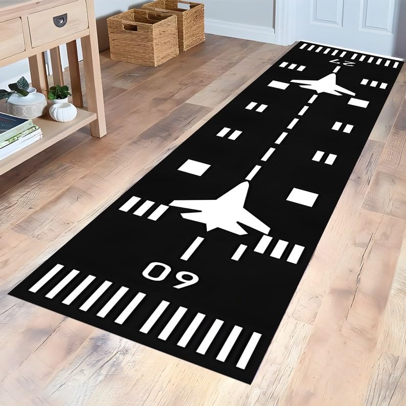 Runway Rug,Track Rug,Aircraft Rug,Aviation Carpet,Airport Rug,Plane Rug,Runway Area Rug,Floor Area Rug,Racing Track Rug,Road Pattern Rugs RM1206.0 60x100Cm//23x39 inch