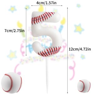 ZHIHUI Birthday Candle, Baseball Birthday Number Candles, Baseball Themed Candle Cake Topper for Boys Girls Kids Birthday Cake Topper Reunions Theme Party Supplies (Number 9)