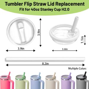 40 OZ Tumbler Flip Straw Lid Replacement Fit for Stanley Tumbler, Spill Proof and Leak Proof, 2 PCS Tumbler Lids Fit for Stanley Cup(White)