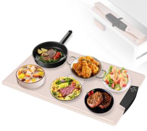 electric food warming mat with 9 adjustable temperature, silicone food warming tray for buffet, food warmer for countertop with child-lock & auto shut-off, food heating mat for parties, everyday