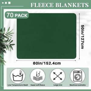 Newwiee 70 Pcs Fleece Blanket Fleece Throw Blankets Bulk Soft Lightweight Breathable Friendly Lap Blankets Pet Home Bed Sofa Couch Office Donation Homeless, 50 x 60 Inch (Green)