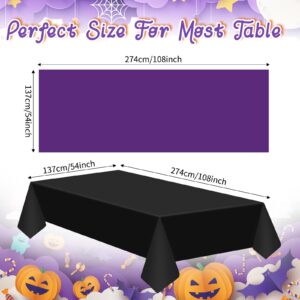 ACSUIT 12 Pack Halloween Tablecloths Rectangle Plastic 54 X 108 Inches Disposable Plastic Waterproof Decorative Table Covers for Halloween Parties and Decorations (Black,Orange,Purple)