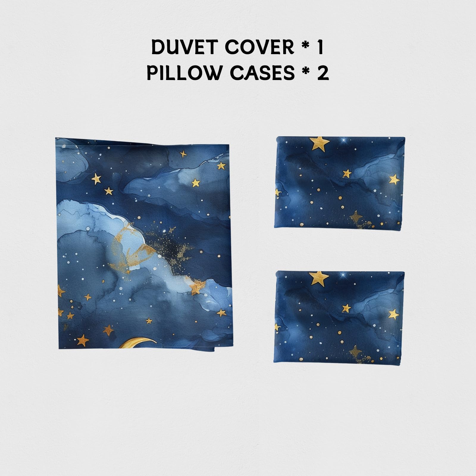 Lokaluo Moon Duvet Cover Queen Size 3D Printed Moon Stars Duvet Cover Set Clouds Space Galaxy Bedding Set Bedroom Decor 3 Pcs Comforter Cover with 2 Pillowcases