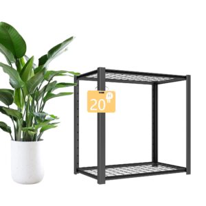 wozbud wire grid shelves,industrial garage storage shelf,heavy duty garage shelving unit, 2-tier adjustable metal shelf,20" h*20" w*12" d,heavy duty shelving for basement,storage room