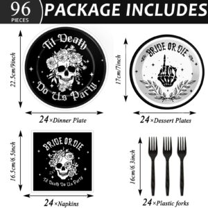 Bride or Die Bachelorette Party Decorations Tableware Set, Till Death Let's Party Plates and Napkins for Bridal Shower Halloween Bachelor Birthday Party Supplies Serves 24 People