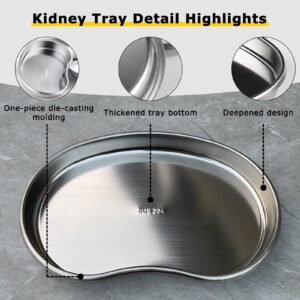 Kidney Tray - Romlon 3 Pack Stainless Steel Tray Metal Tray Stainless Steel Curved Sheet for Dental, Lab Instrument, Office Room, Bathroom.