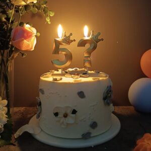 Jumochi Fifty Something Birthday Candles for Cake Topper Decorations - Number 5 & ? Crown Candles Add Mystery to Your Celebrations (Gold-3D-Crown-5?, 3D-Crown)