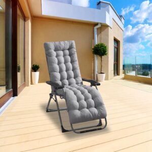 KOCASO 67x22in Chaise Lounger Cushion Bench Patio Recliner Rocking Chair Sofa Mat Deck Chair Cushion Indoor Outdoor Furniture Pat with 6 Ties & 1 Non-Slip Top Cover, Grey (Only A Cushion)