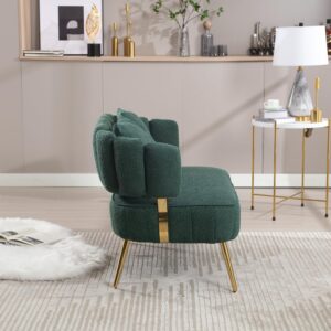 Gustonhon Modern Polyester Loveseat Couch,Futon Small Sofa with Gold Metal Legs, 2-Seater Upholstered Mini Sofa Couches for Living Room Bedroom Office Balcony Studio Apartment Love Seat (Emerald)