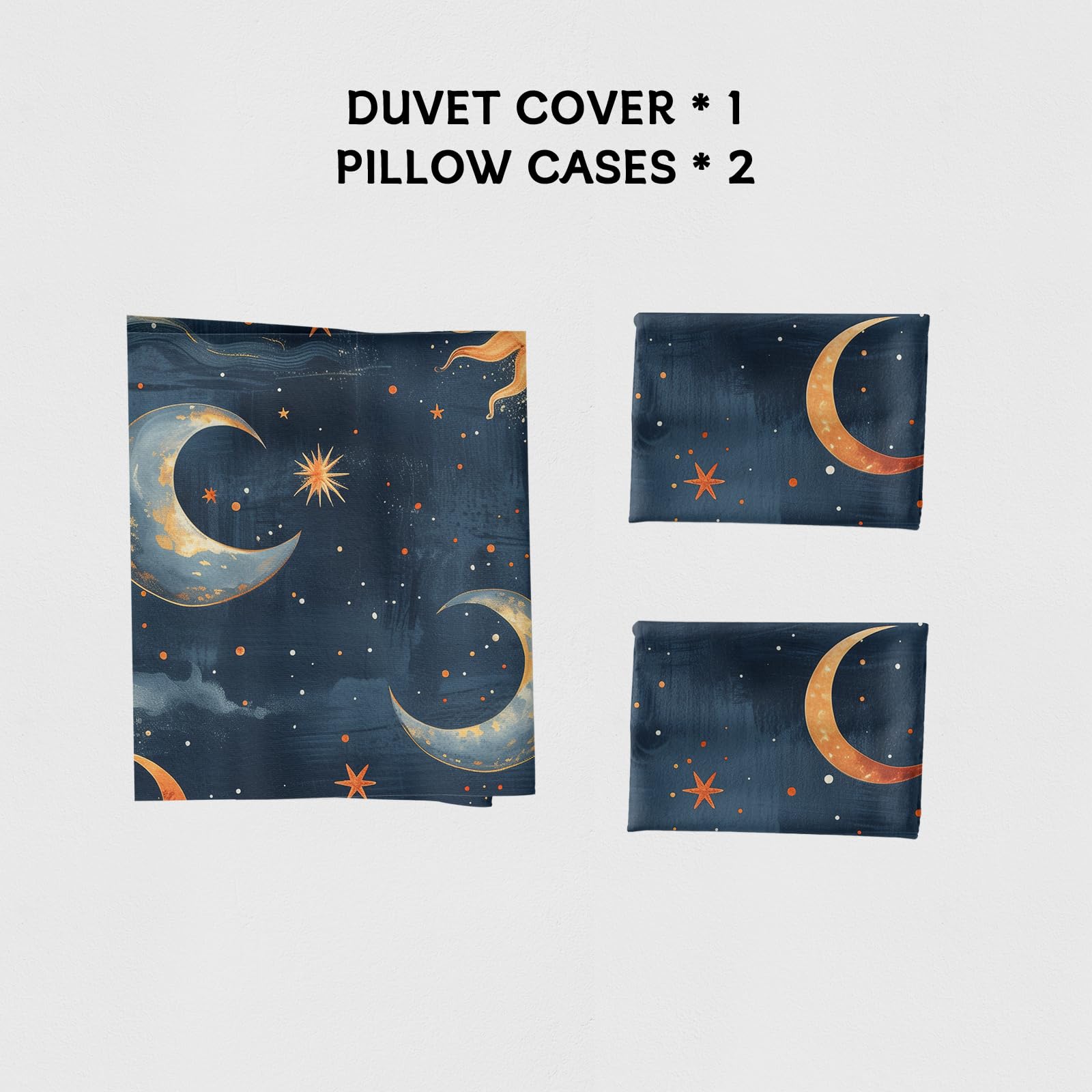 Lokaluo Moon Duvet Cover Queen Size 3D Printed Moon Sun Duvet Cover Set Stars Clouds Cosmic Sun Bedding Set Bedroom Decor 3 Pcs Comforter Cover with 2 Pillowcases