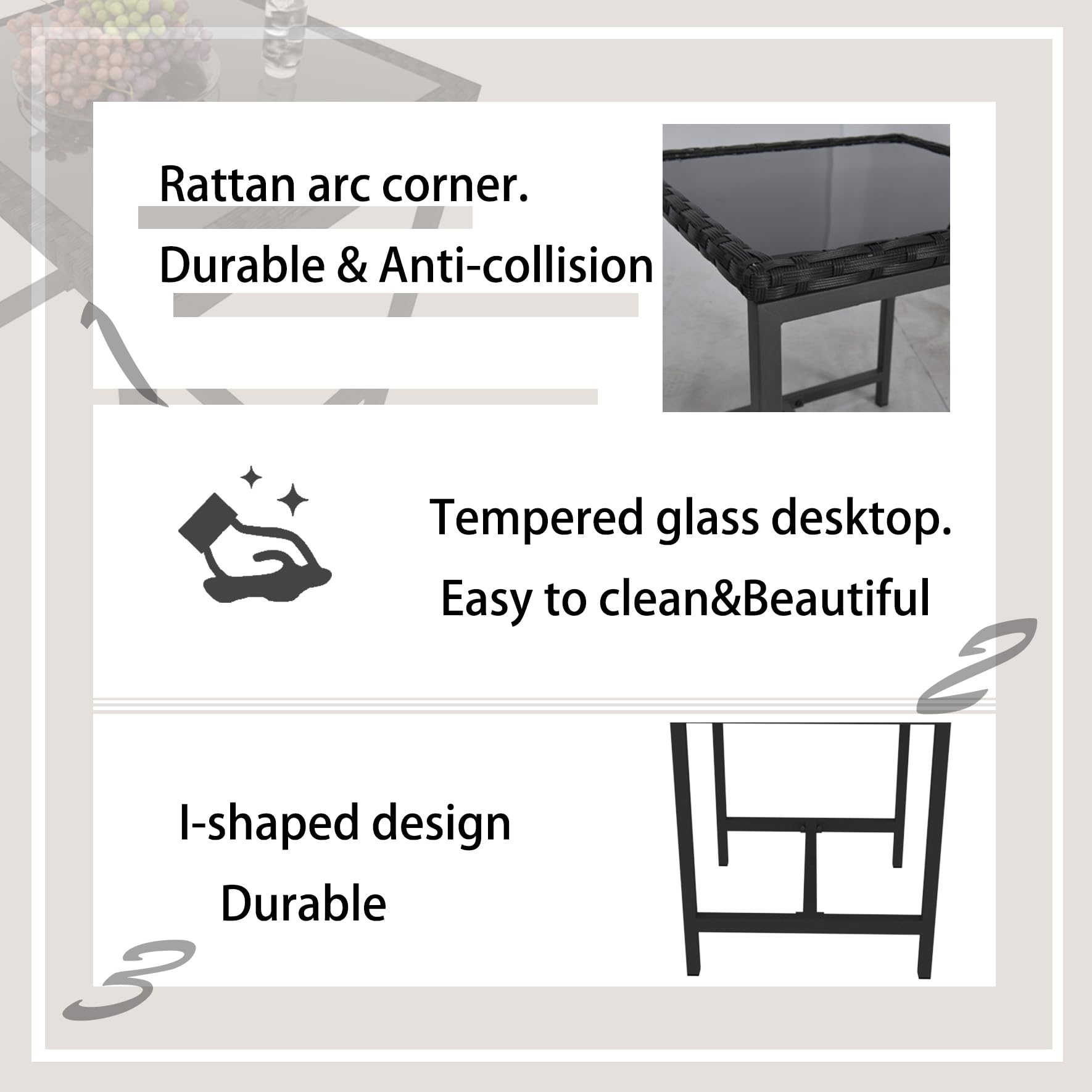 wallowsun 3 Pieces Outdoor Rocking Bistro Set,Patio Conversation Set w Thick Cushions and Glass-Top Table for Poolside Patio Garden(Blue)