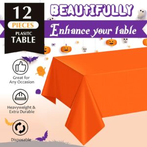 ACSUIT 12 Pack Halloween Tablecloths Rectangle Plastic 54 X 108 Inches Disposable Plastic Waterproof Decorative Table Covers for Halloween Parties and Decorations (Black,Orange,Purple)