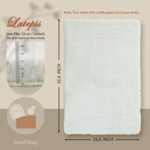 Latepis White Fluffy Rugs for Bedroom 24" x 35.5" Small Area Rug, Non-Slip Washable Throw Rugs, Non-Shedding Soft Furry Rug Indoor Door Mat Entrance for Home Door Entryway and Bathroom, White, 2x3 FT