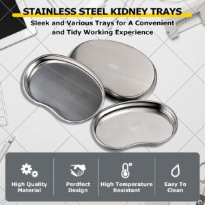 Kidney Tray - Romlon 3 Pack Stainless Steel Tray Metal Tray Stainless Steel Curved Sheet for Dental, Lab Instrument, Office Room, Bathroom.