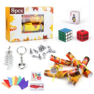 8Pack Thanksgiving Party Favors No-Snap Turkey Table Favors with Party Hat Joke & Prizes Gifts Inside for Kids Adults, Thanksgiving Party Games for Fall Thanksgiving Holiday Traditions