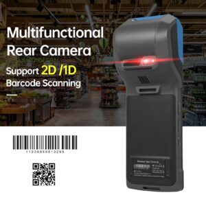 Handheld Android 13.0 POS PDA Terminal Support 1D Barcode Scanner 2D Barcode Scanning 4G BT Communication with 5.5 Inch Touchscreen 58mm Width Thermal Label Printing for Supermarket Restaurant