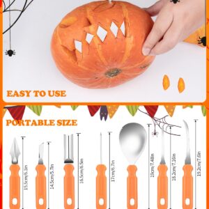 Halloween Pumpkin Carving Tools Kit, Professional and Heavy Duty Stainless Steel Pumpkin Cutter Knife Saw Scoop Tools Set for Kids or Adults, 7Pcs Carving Set for Halloween Decoration Jack-O-Lanterns