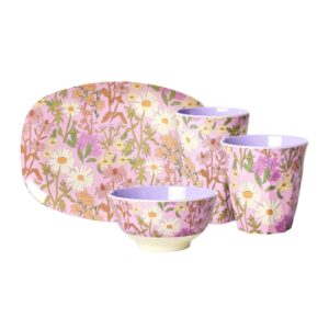 RICE BY RICE Melamine Medium Cup - Soft Pink - Daisy Dearest Print - 8.4oz