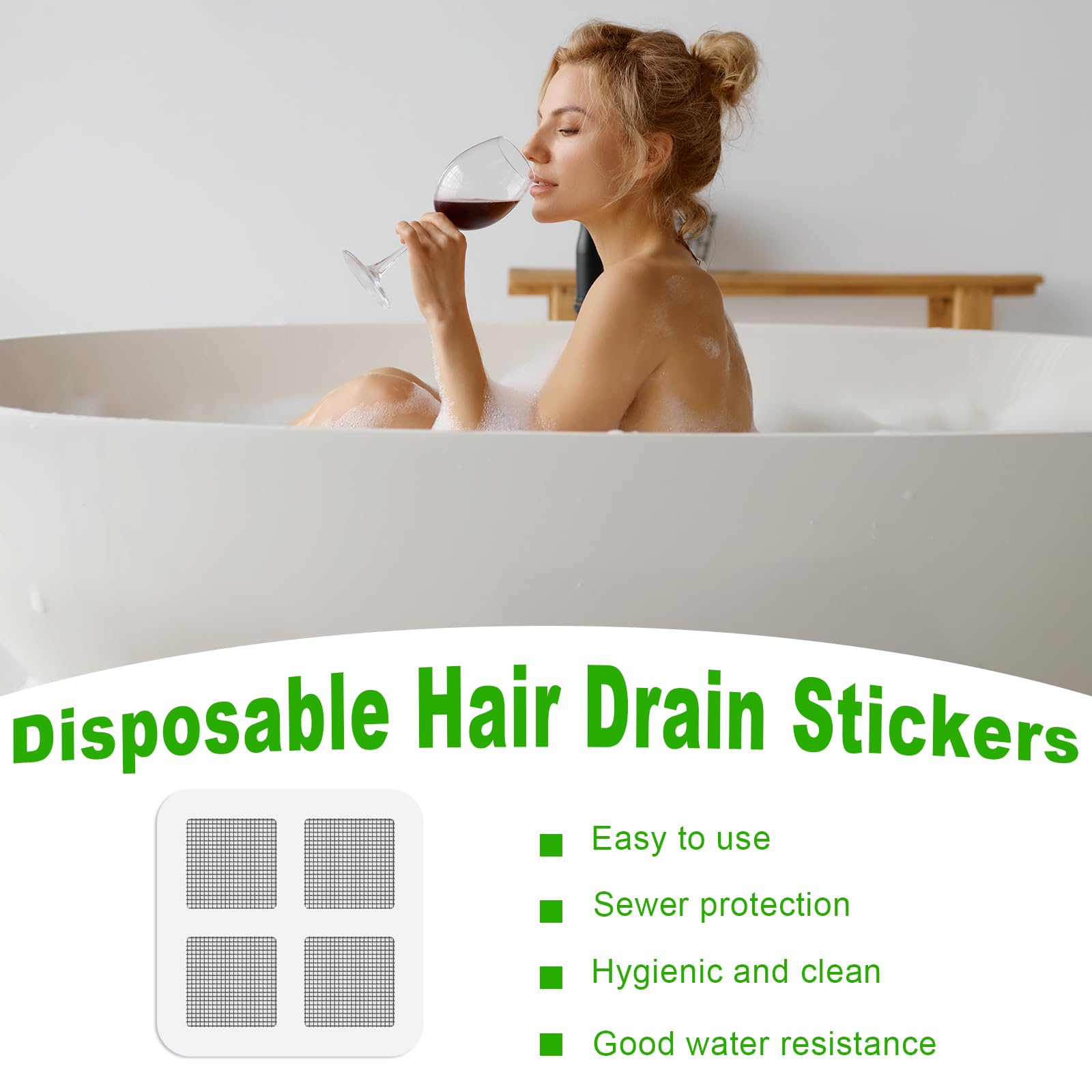 Haoguo 40Pcs 4" X 4" Disposable Shower Drain Cover Hair Catcher Shower Drain Mesh Stickers, Floor Drain Sticker for Bathroom, Laundry, Bathtub, Kitchen