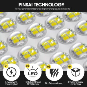 PINSAI LED Garage Light,Super Bright Screw in E26/E27 Ceiling Shop Work Lamp, 350W 35000 Lumen Deformable Basement Bulb Fixture with 16+1 Adjustable Panels, Lighting for Workshop, Attic