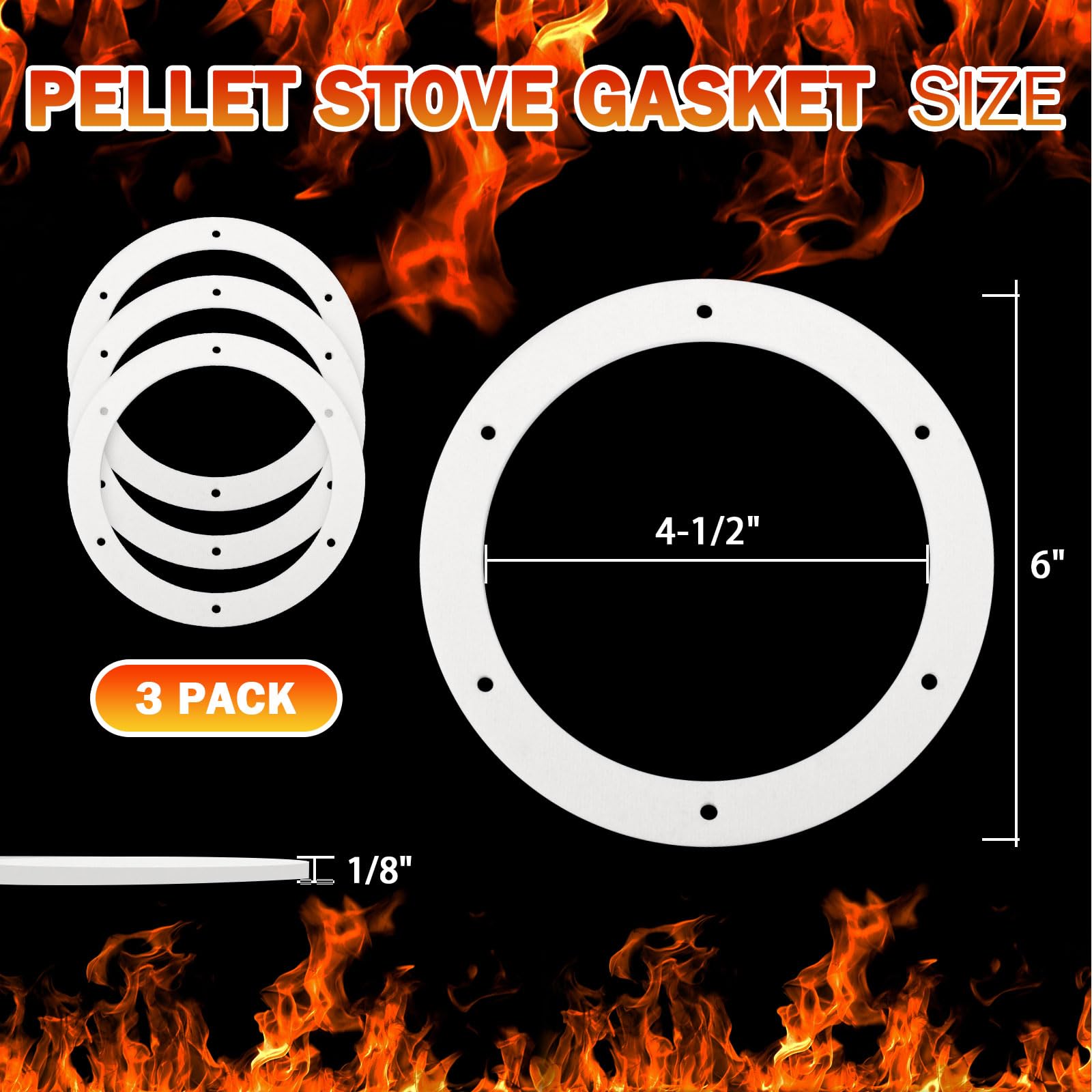 6 "Pellet Stove ​Exhaust Blower Gasket for Combustion Exhaust Fan Blower to Housing Seal, Pellet Stove White Gasket for Heatilator, Breckwell, Quadrafire, Englande Most Pellet Stoves 2100J - 3 Pack