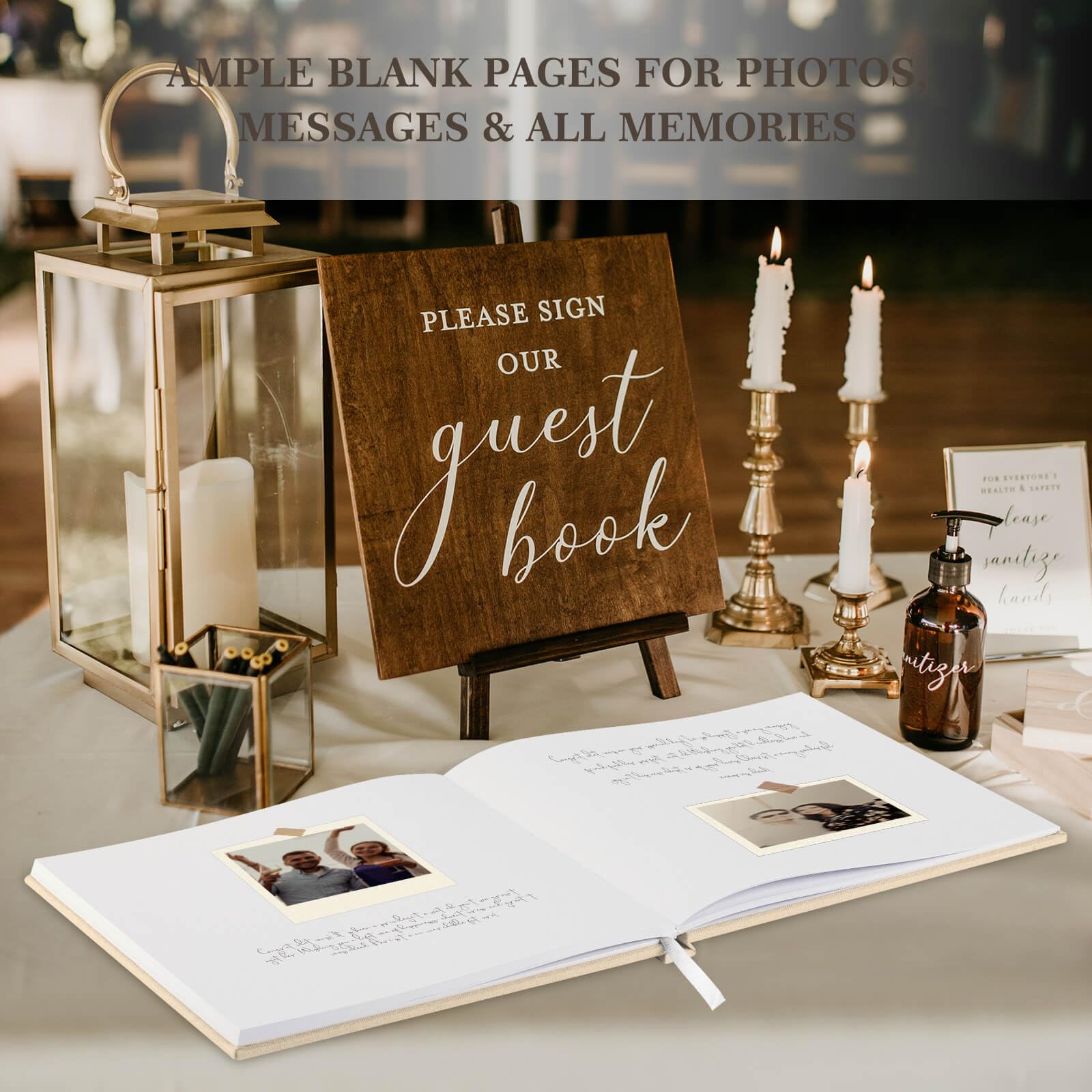 Lanpn Wedding Guest Book 2025 - Linen Hardcover Polaroid Guestbook Wedding Reception with 108 Blank Pages for Sign in and Photos - Guest Book for Wedding Bridal Shower Baby Shower Party (Sage Green)