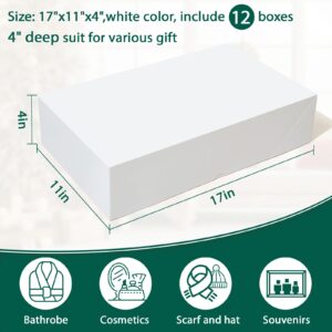 YANGTE 12 Premium Gift Boxes with Lids for Presents, Extra Large White Boxes for Wrapping Gifts, 4-inch Deep Clothing Gift Boxes for Robe, Sweater, Shirt and Christams Gift